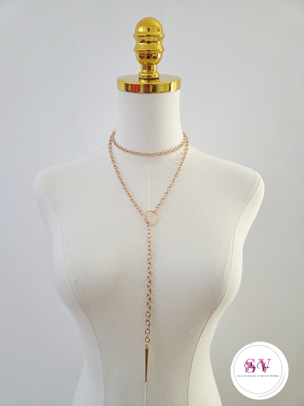 Gold Necklace With Spike Decor